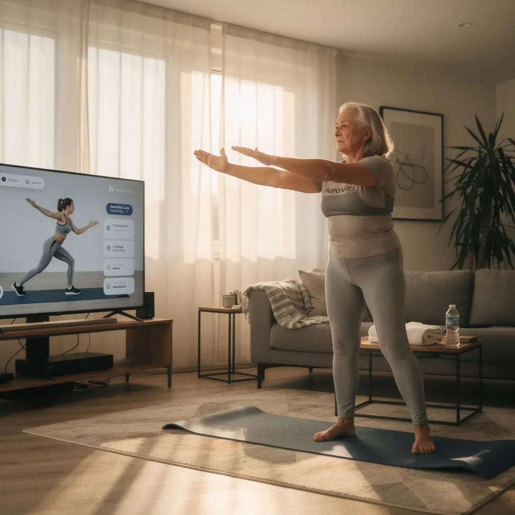 Középkorú férfi és nő edzés közben, vidám légkörben.