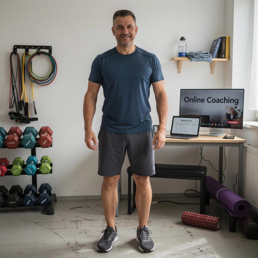 Középkorú nők alacsony hatású aerobik gyakorlatokat végeznek egy online edzés során.